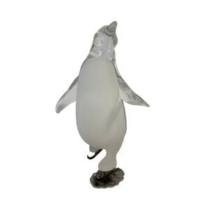 Penguin On Ice Skates Vintage Lucite MCM Clear & Frosted 15" Tall Movie TV Prop
